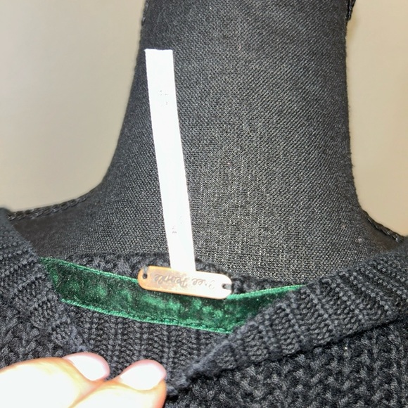 Free People Black V-Neck Sweater Bell Sleeves Knit Ribbed - Picture 5 of 11